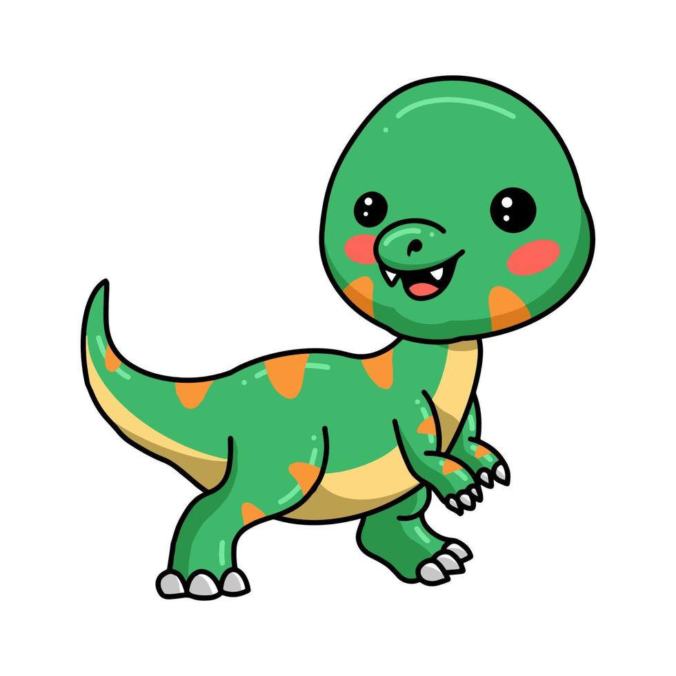 mignon petit dessin animé de dinosaure posant vecteur