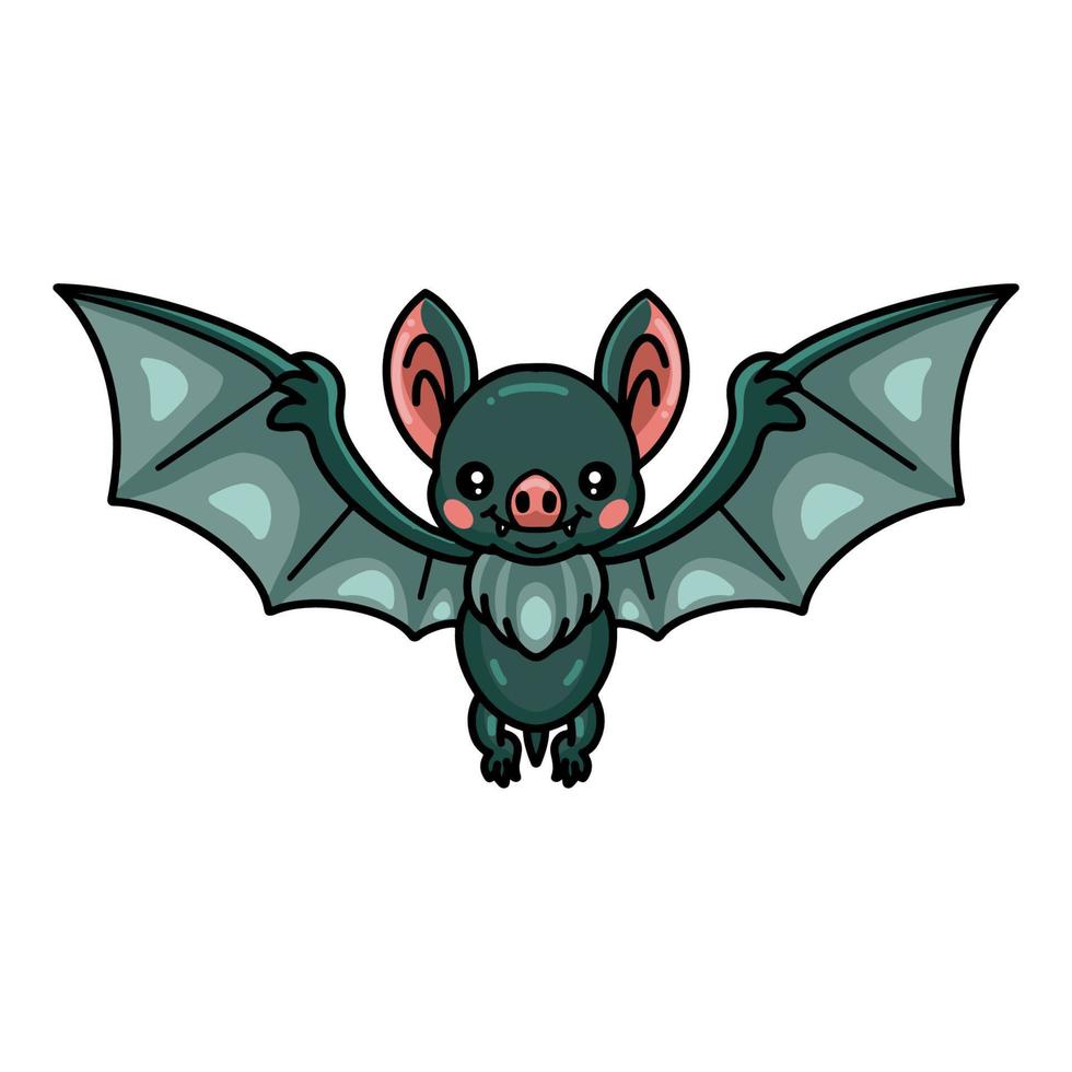 dessin animé mignon chauve-souris verte volant vecteur