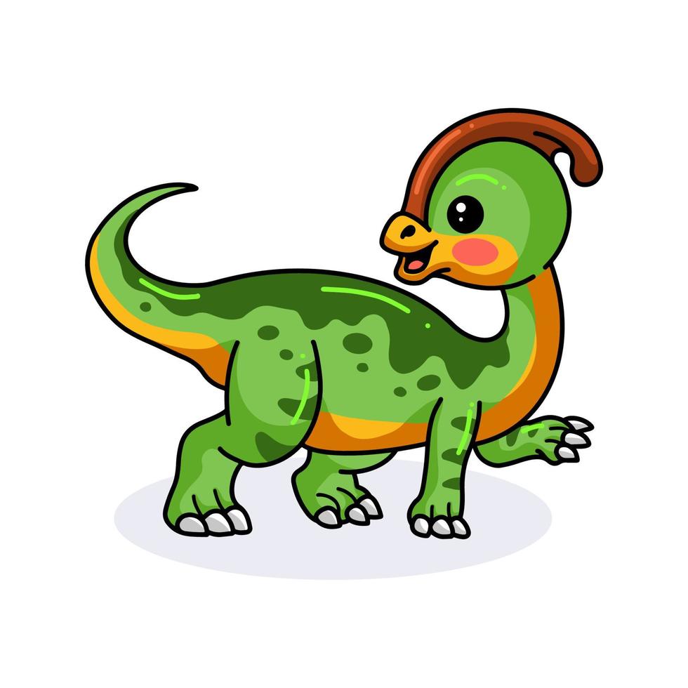 dessin animé mignon petit dinosaure parasaurolophus vecteur