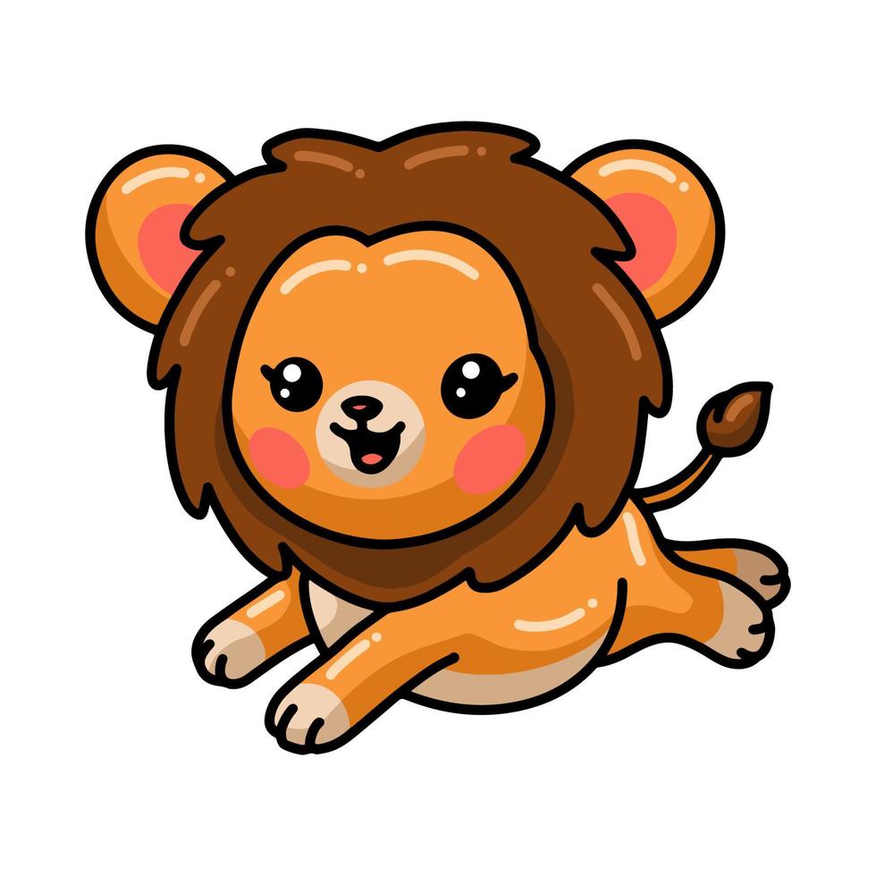 mignon petit dessin animé de lion sautant vecteur