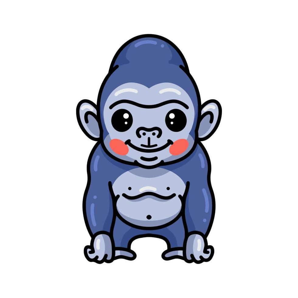 dessin animé mignon bébé gorille posant vecteur