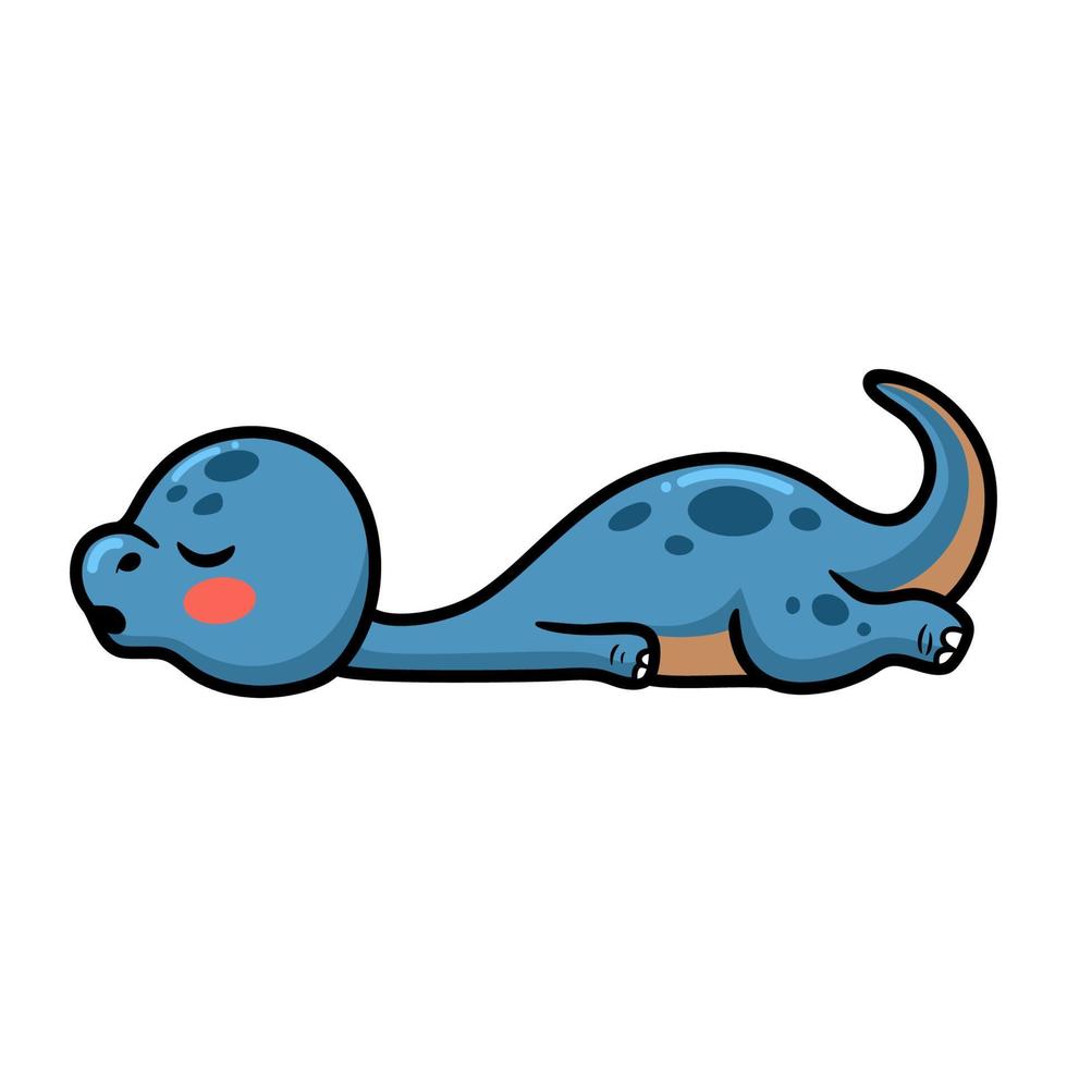 mignon petit dessin animé de dinosaure endormi vecteur