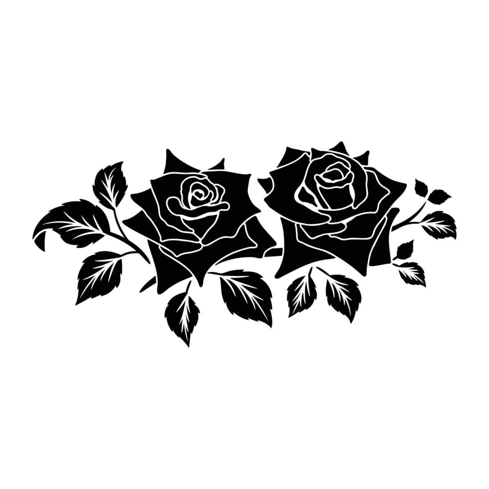 silhouette noir motif rose vecteur