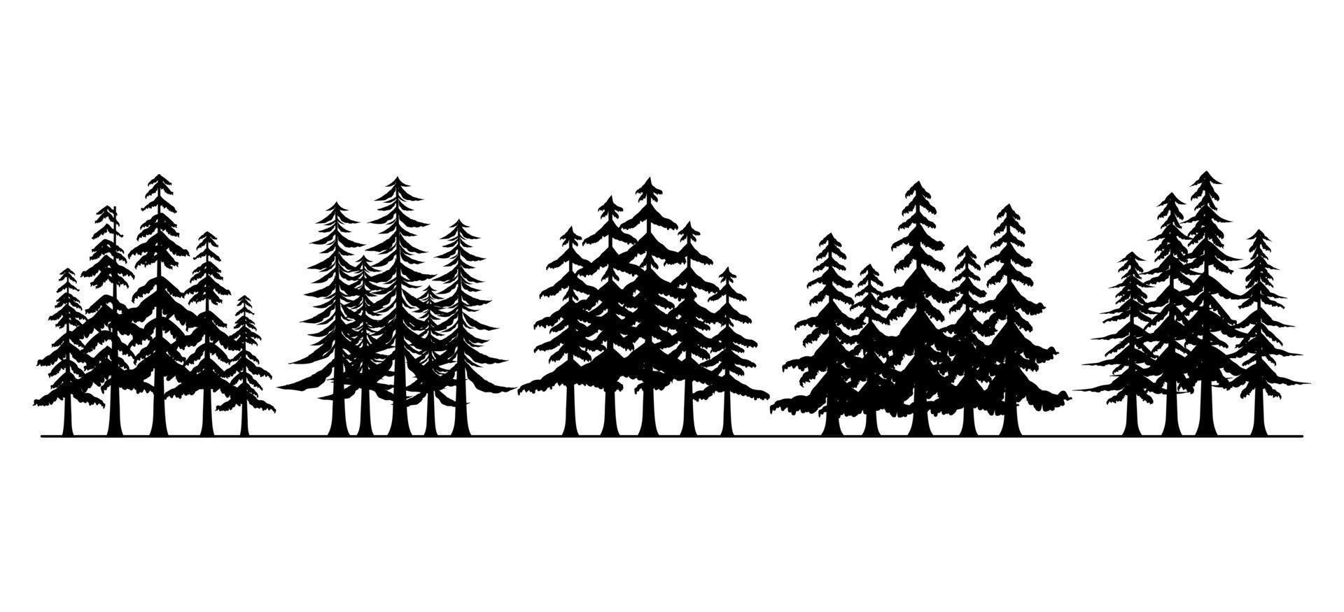 groupe de pins, collection de silhouettes d'arbres forestiers vecteur