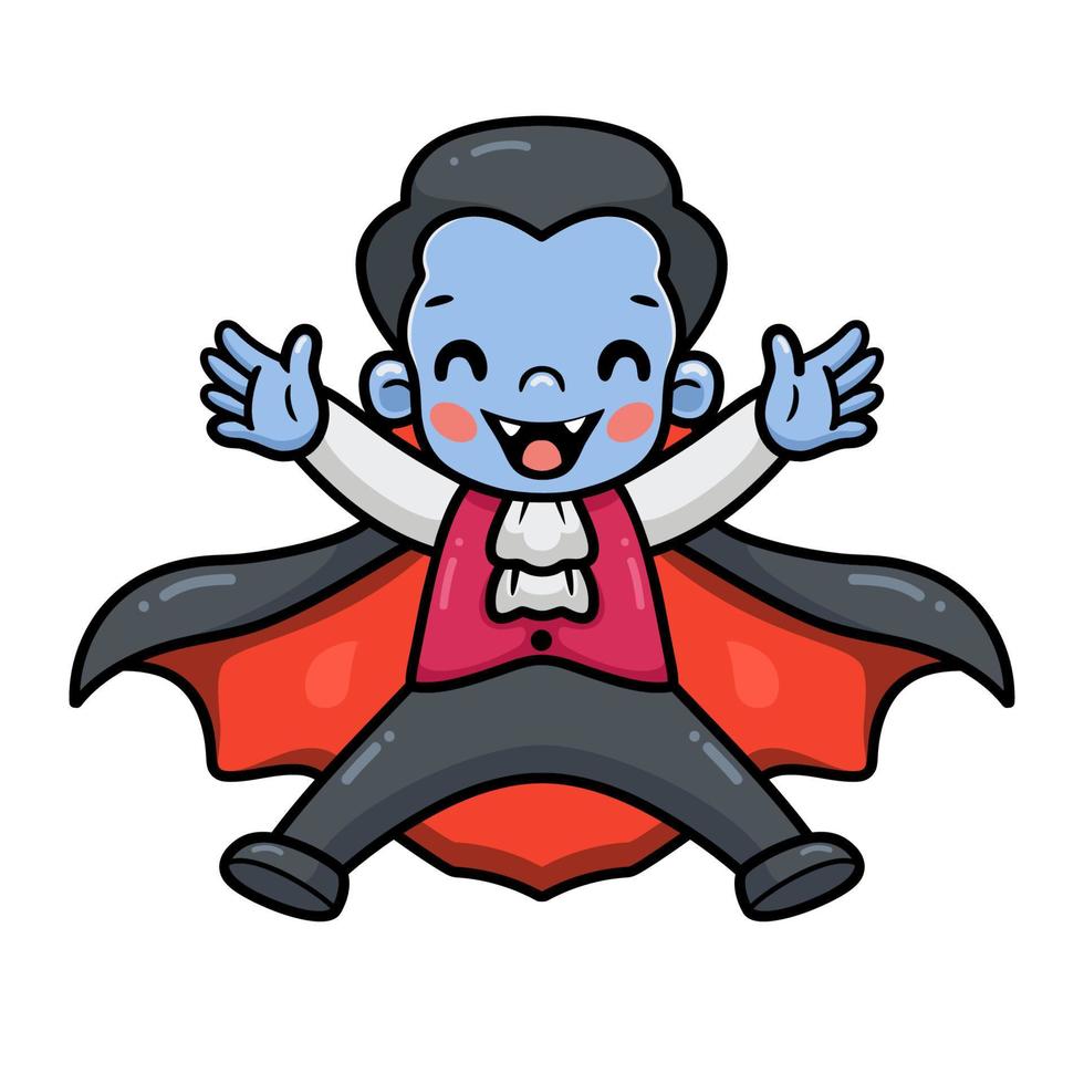 mignon petit garçon dracula dessin animé posant vecteur