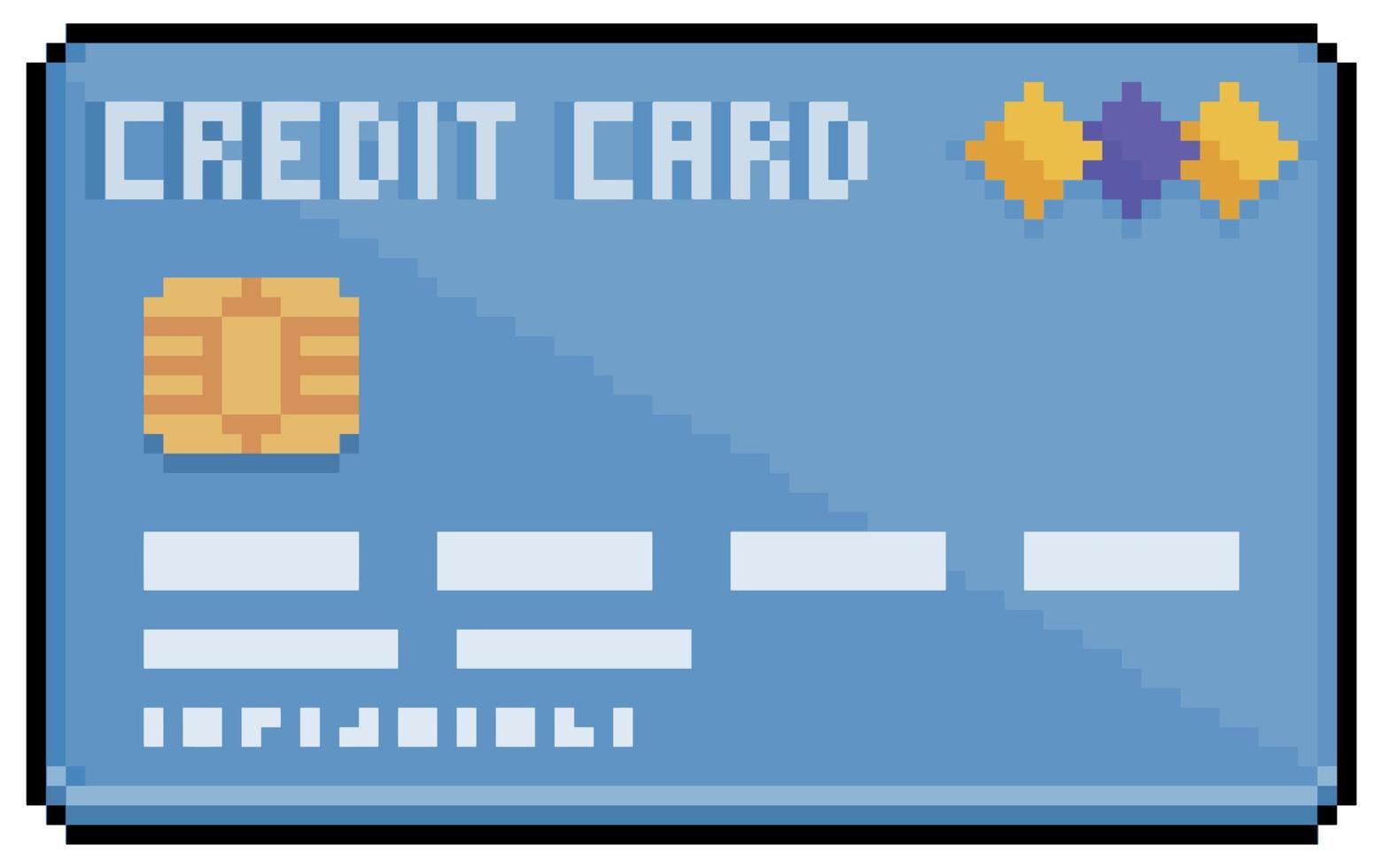 icône de vecteur de carte de crédit pixel art pour jeu 8bit sur fond blanc