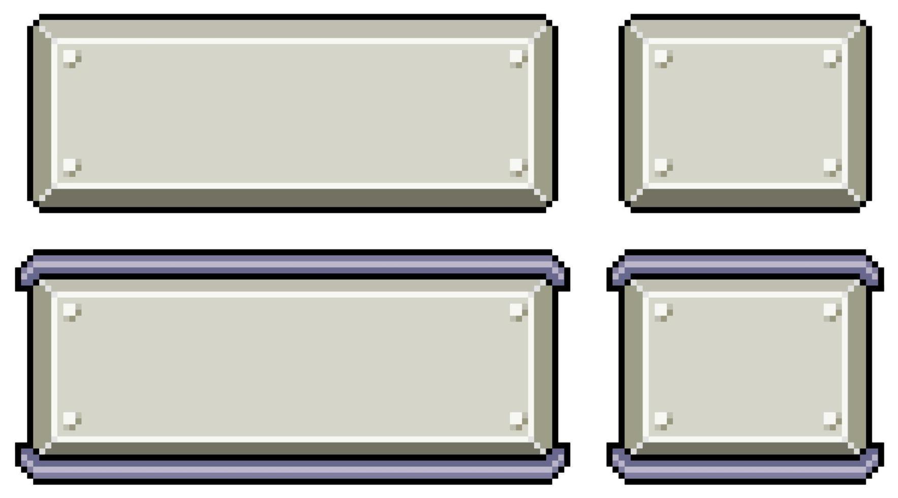 boutons pixel art pour icône vectorielle d'interface de style métallique pour jeu 8 bits sur fond blanc vecteur