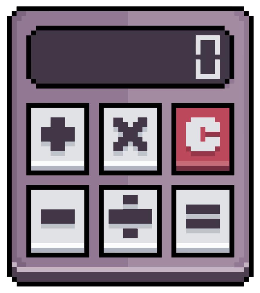 calculateur de pixel art. icône de vecteur d'élément scolaire pour le jeu 8bit sur fond blanc