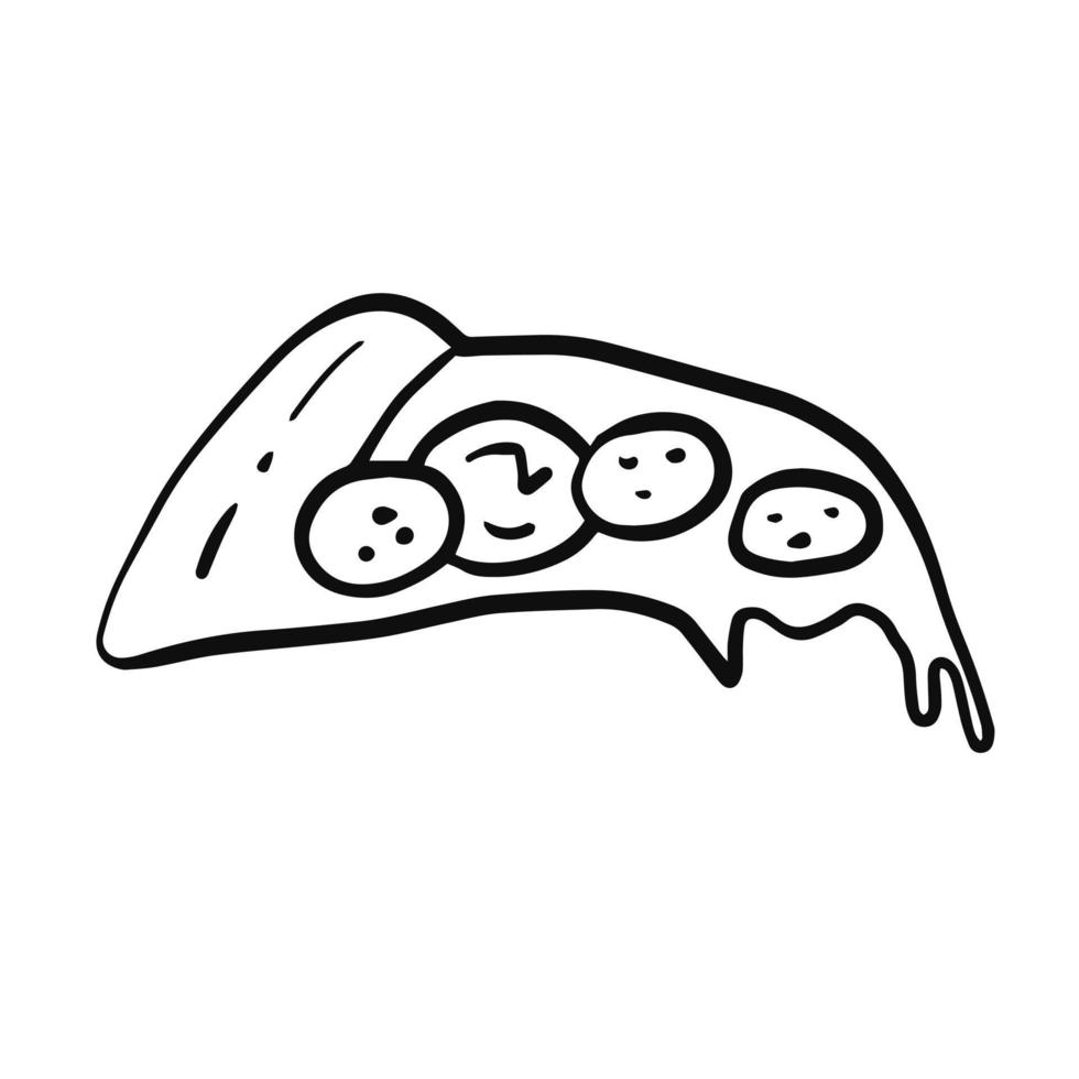 morceau de pizza simple doodle illustration vectorielle vecteur