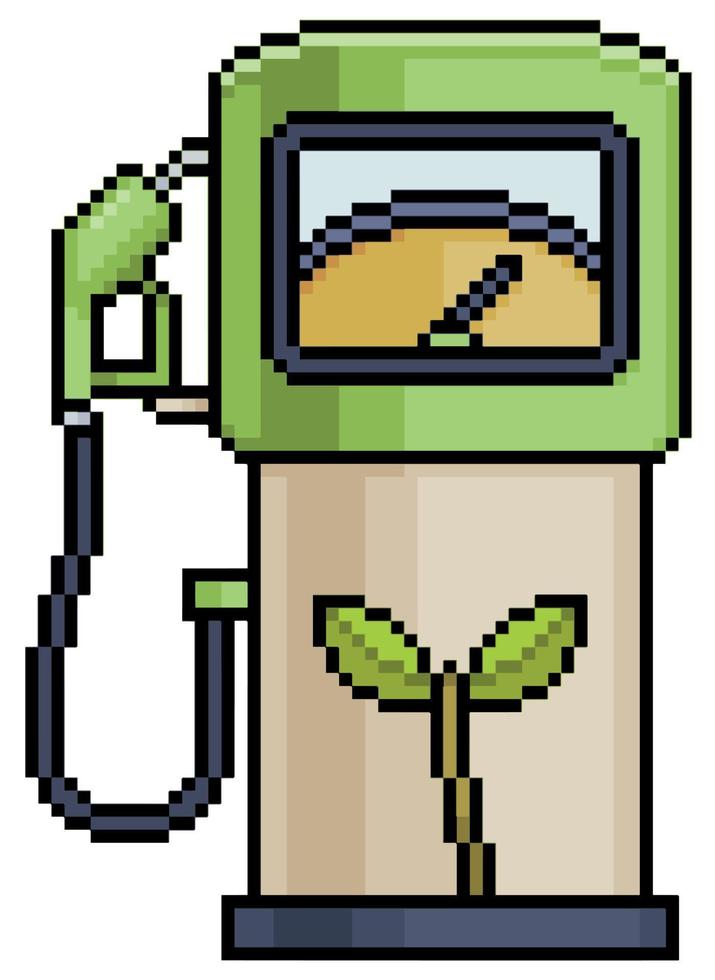 pixel art icône vectorielle de pompe à carburant écologiquement durable pour jeu 8bit sur fond blanc vecteur