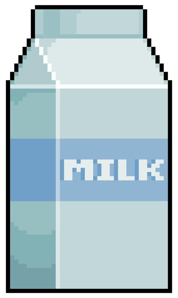 icône de vecteur de carton de lait pixel art pour jeu 8bit sur fond blanc