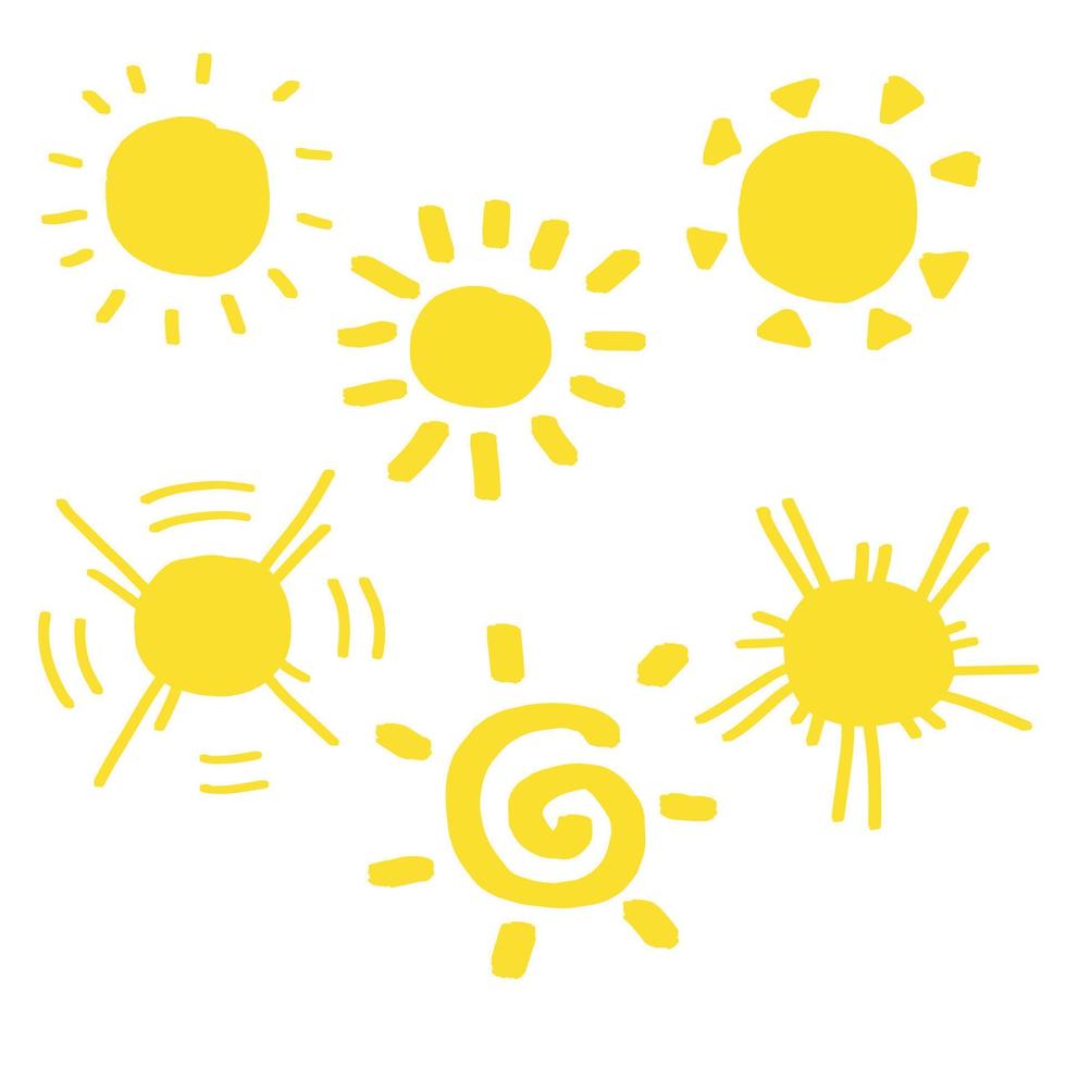 soleil clipart vectoriel dessiné à la main