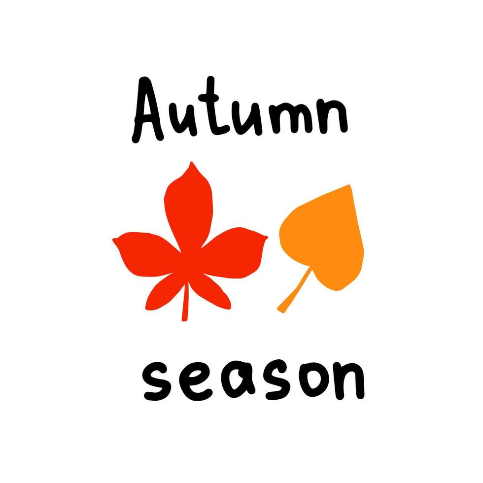 phrase d'automne simple illustration vectorielle dessinée à la main avec silhouette de feuilles vecteur