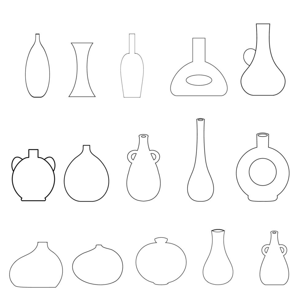 ensemble d'illustration de contour de vase moderne vecteur