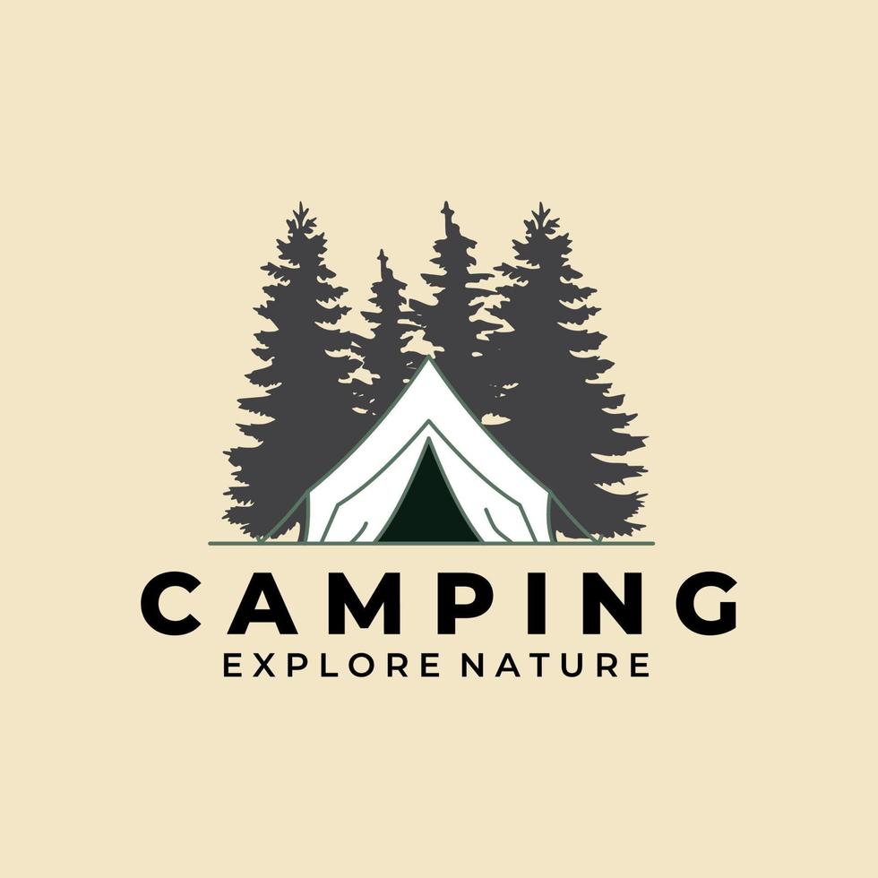 conception de modèle de logo de camping et de plein air pour la randonnée vecteur