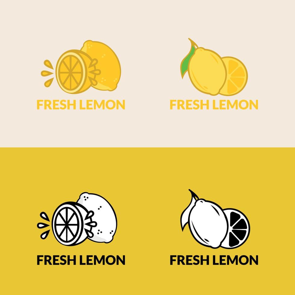 illustration d'icône de symbole de vecteur de conception de logo frais de citron de fruit. logo de boisson fraîche