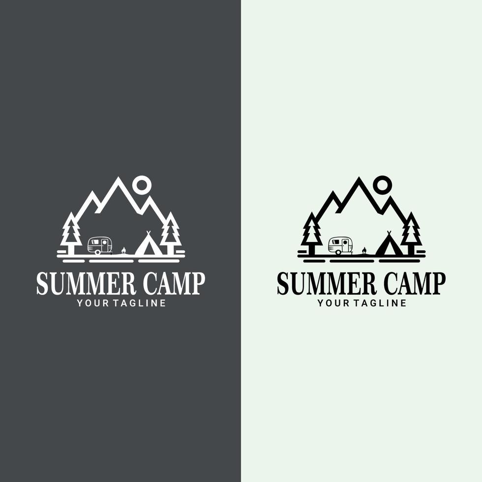 logo rétro camping et aventure en plein air. adapté au logo de l'entreprise, à l'impression, au numérique, aux icônes, aux applications et à d'autres fins de matériel marketing. ensemble de logos de camping vecteur