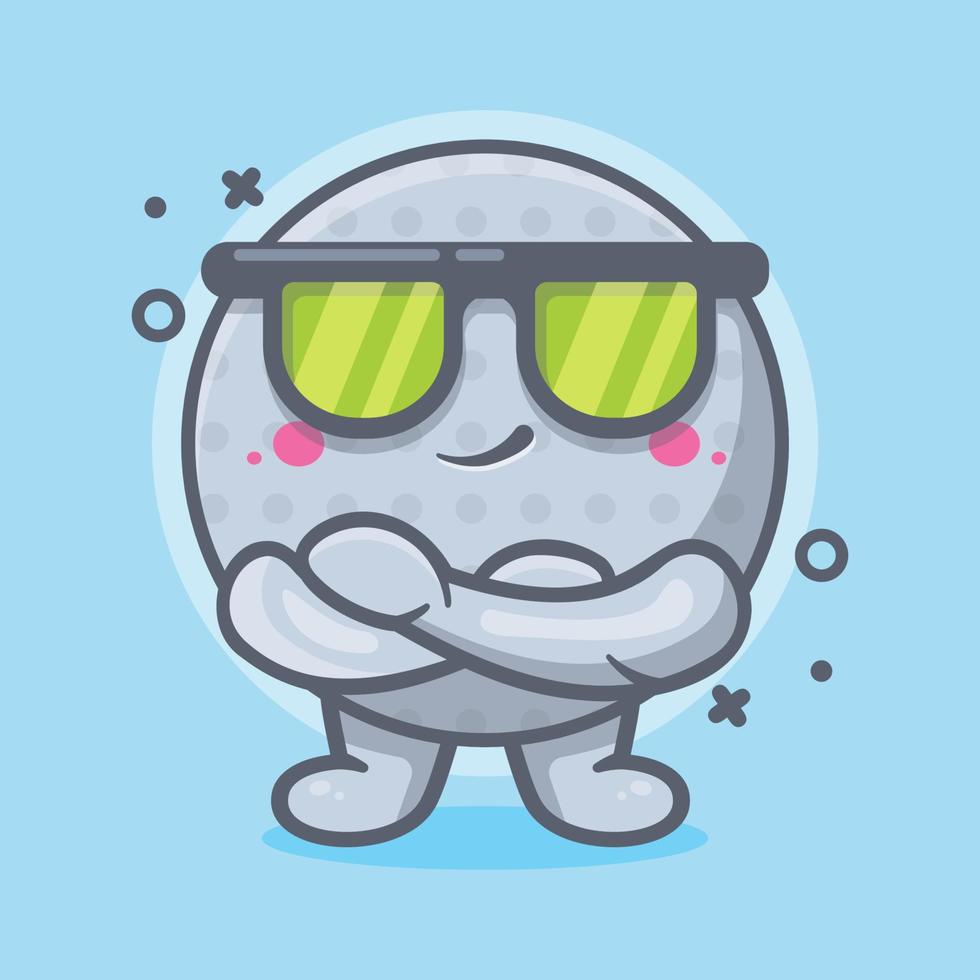 mascotte de personnage de balle de golf mignon avec expression cool dessin animé isolé dans un style plat vecteur