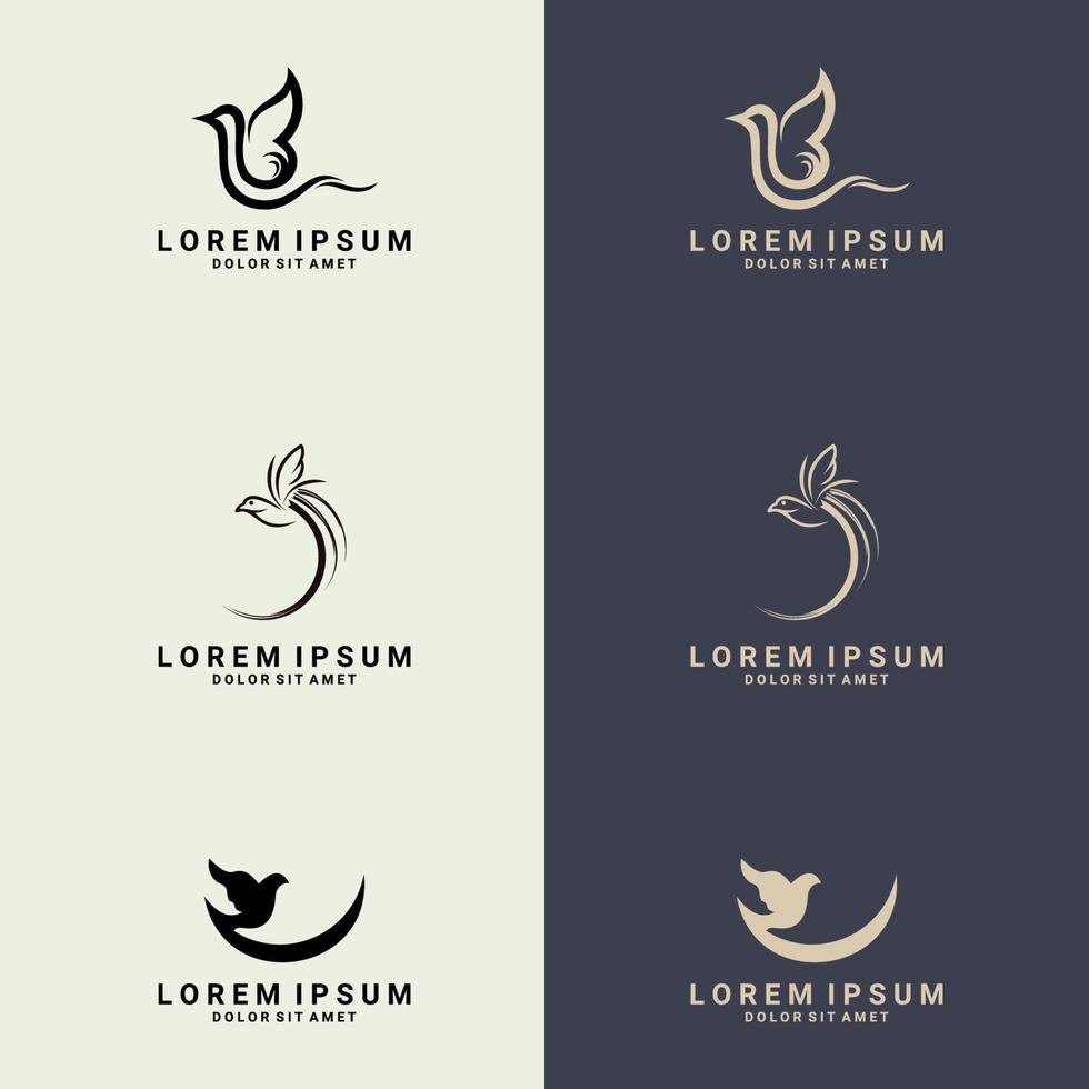 modèle d'icône vectorielle de logo de feuille d'oiseau. adapté au logo de l'entreprise, à l'impression, au numérique, aux icônes, aux applications et à d'autres fins de matériel marketing. ensemble de logo d'oiseau vecteur