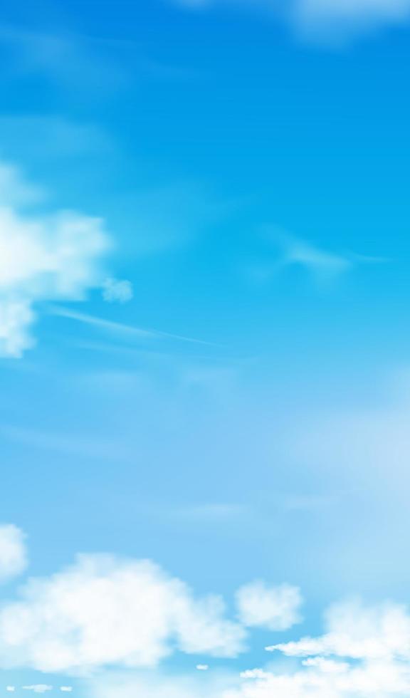 ciel bleu avec fond de nuages altostratus, ciel de dessin animé vectoriel avec cirrus, concept toute bannière verticale saisonnière en journée ensoleillée printemps et été le matin.3dillustration vectorielle de la nature