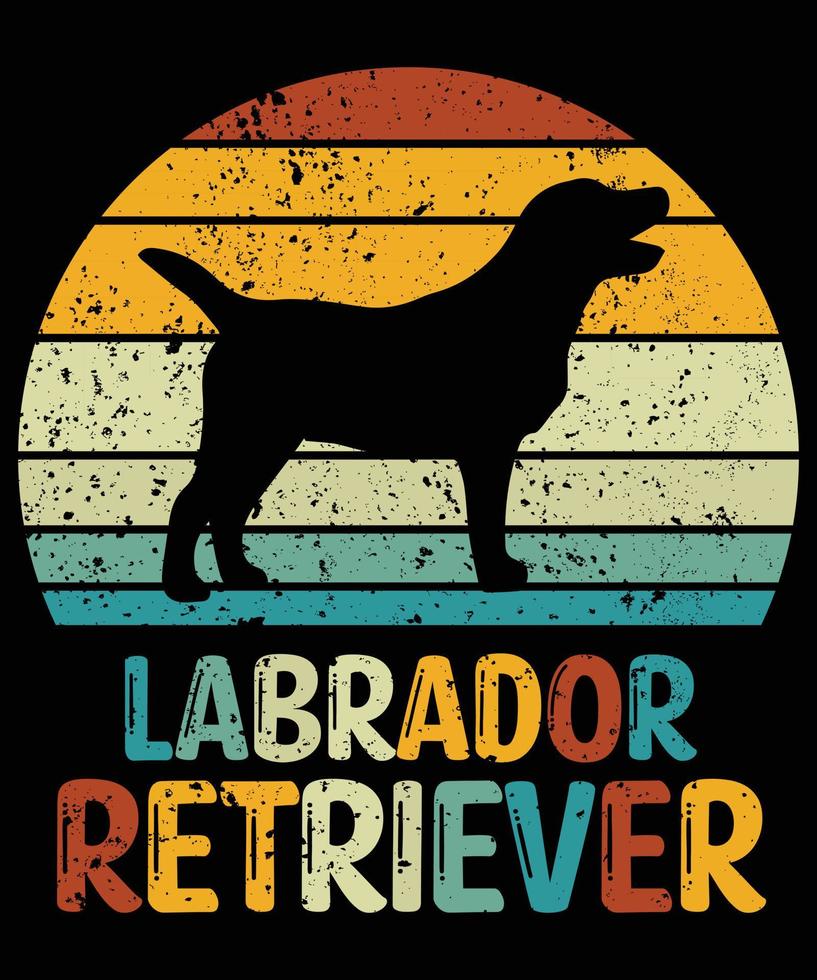 drôle labrador retriever vintage rétro coucher de soleil silhouette cadeaux amoureux des chiens propriétaire de chien essentiel t-shirt vecteur