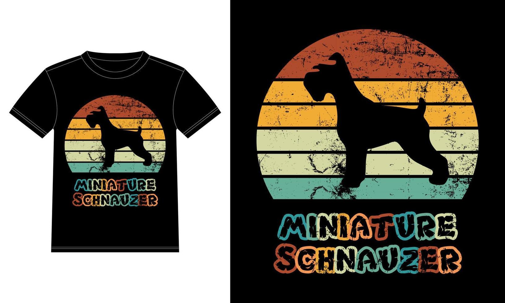 drôle schnauzer miniature vintage rétro coucher de soleil silhouette cadeaux amoureux des chiens propriétaire de chien essentiel t-shirt vecteur