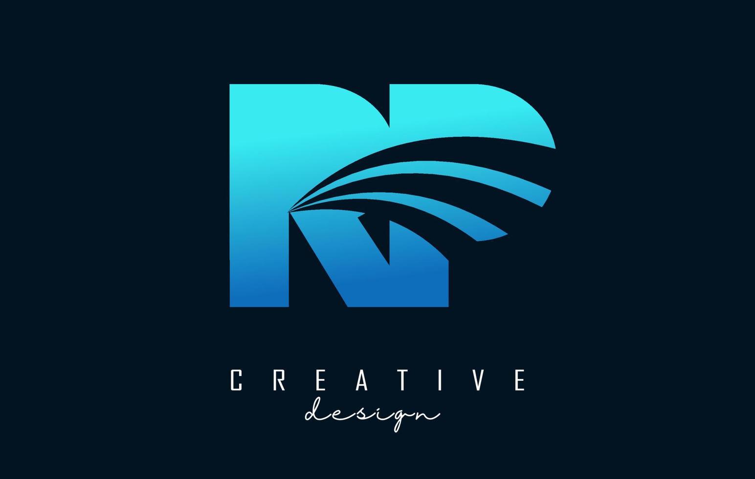 lettres bleues créatives logo rp rp avec lignes directrices et conception de concept de route. lettres avec un dessin géométrique. vecteur