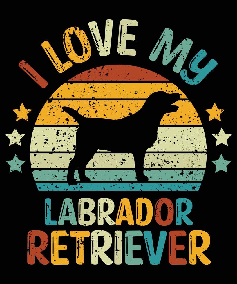 drôle labrador retriever vintage rétro coucher de soleil silhouette cadeaux amoureux des chiens propriétaire de chien essentiel t-shirt vecteur