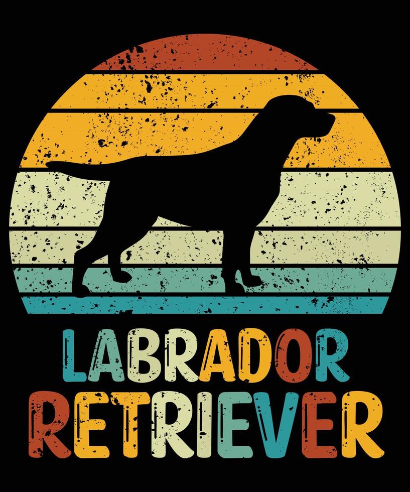 drôle labrador retriever vintage rétro coucher de soleil silhouette cadeaux amoureux des chiens propriétaire de chien essentiel t-shirt vecteur