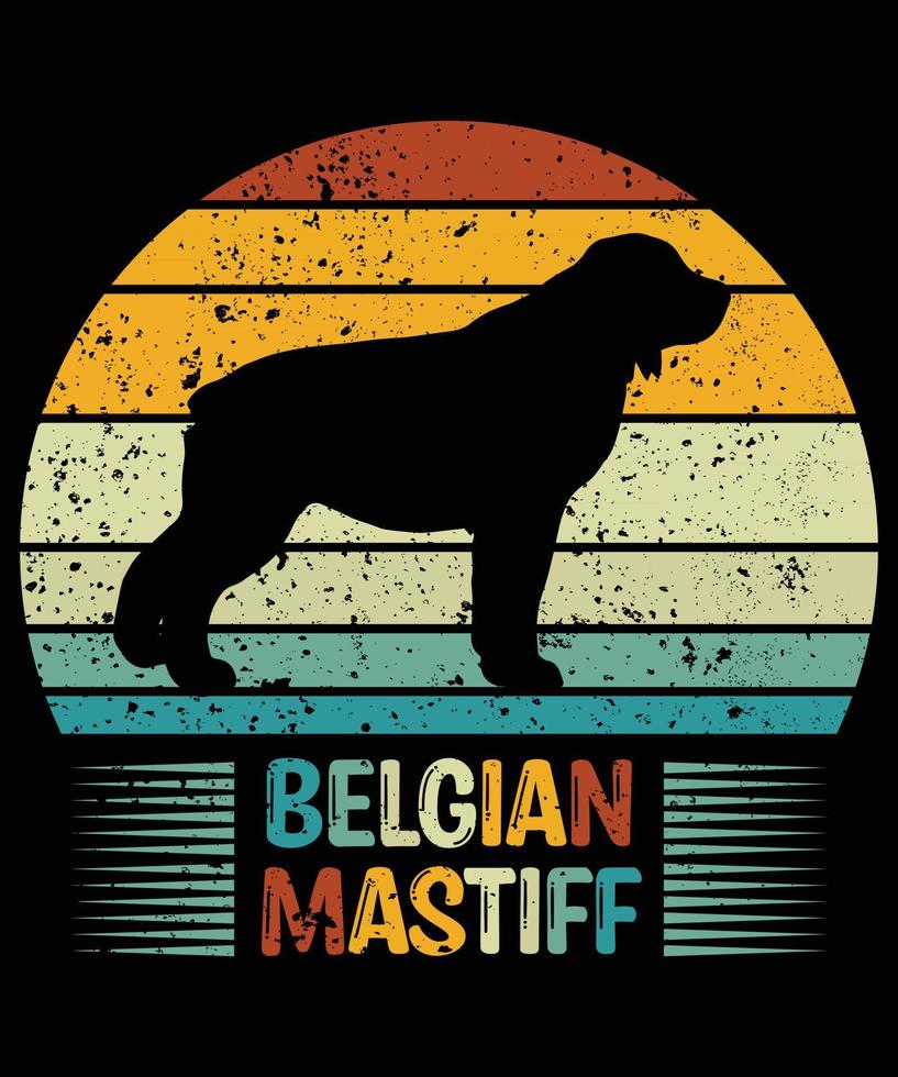 drôle belge malinois vintage rétro coucher de soleil silhouette cadeaux amoureux des chiens propriétaire de chien essentiel t-shirt vecteur