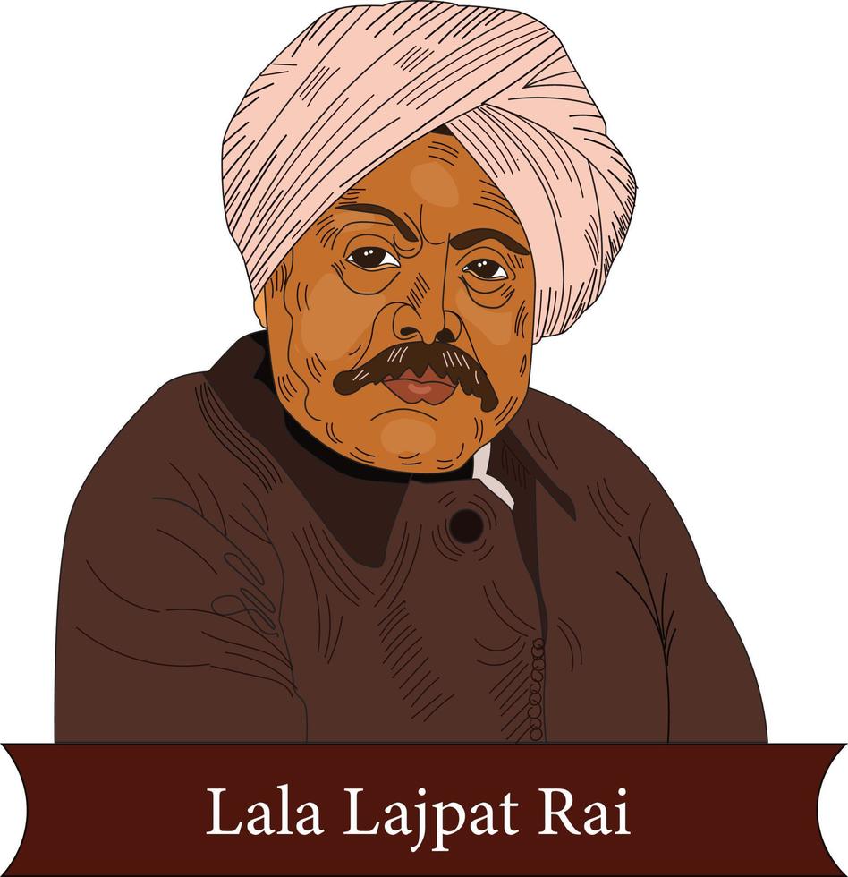 lala lajpat rai rai était une militante de l'indépendance indienne. il a joué un rôle central dans le mouvement indépendantiste indien. il était populairement connu sous le nom de punjab kesari vecteur