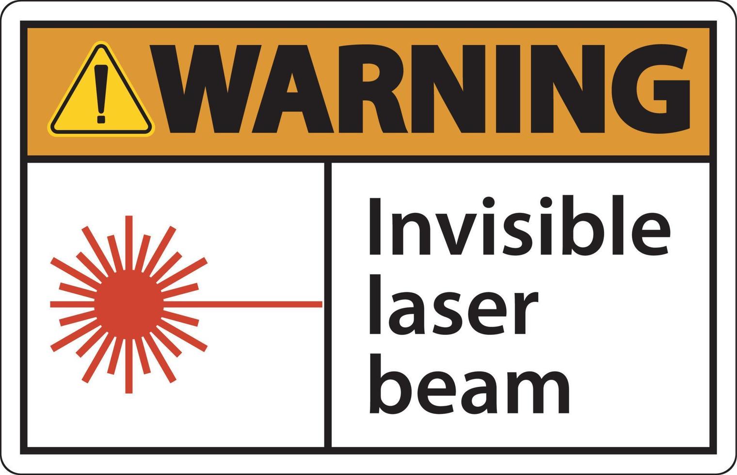 Panneau d'avertissement faisceau laser invisible sur fond blanc vecteur