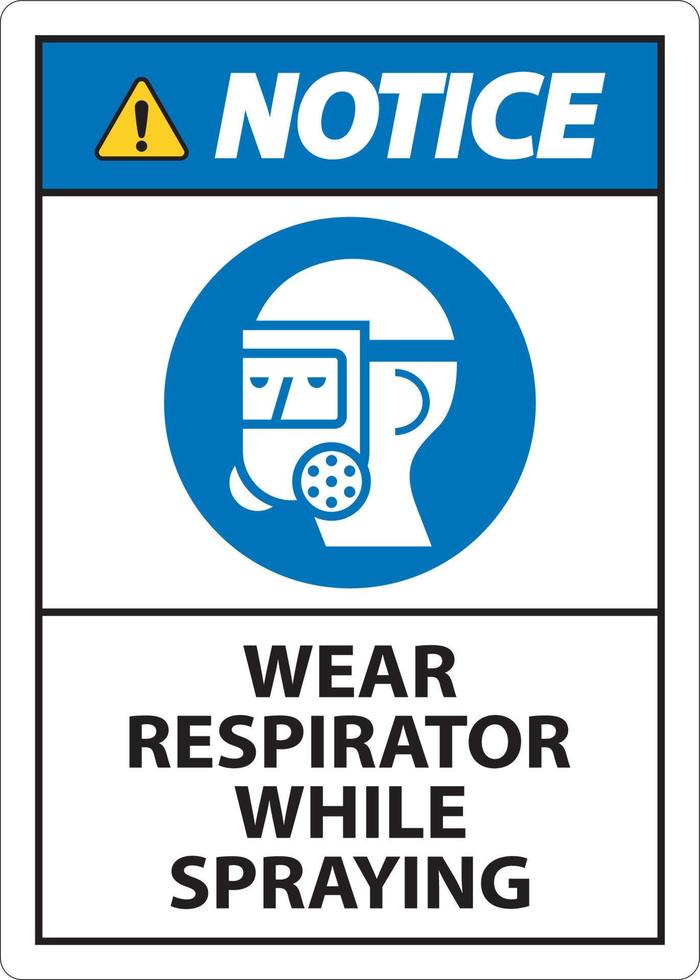 avis porter un respirateur lors de la pulvérisation signe avec symbole vecteur