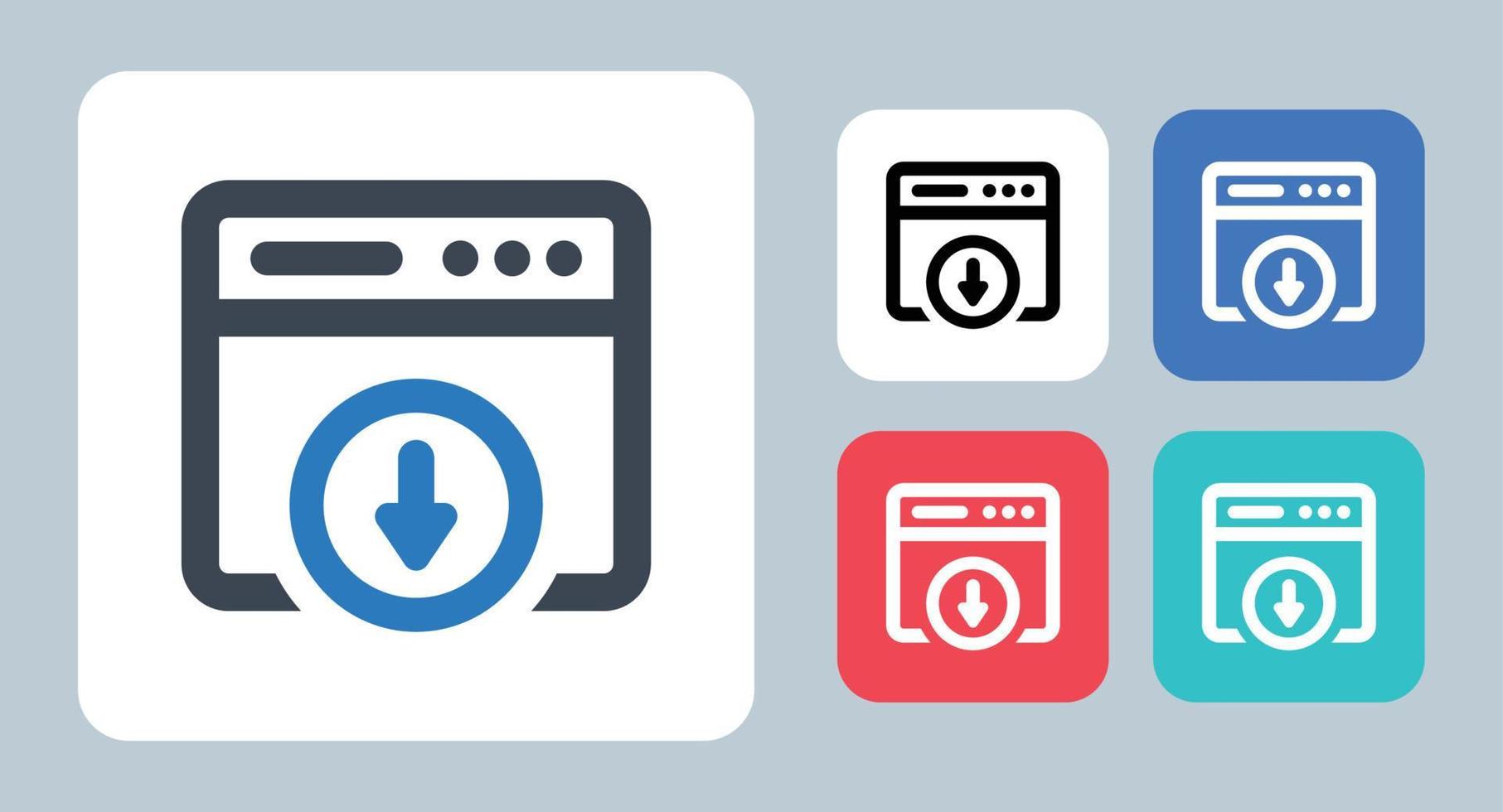 télécharger l'icône du site Web - illustration vectorielle . Web, site Web, téléchargement, navigateur, sauvegarde, page Web, flèche, Internet, site, ligne, contour, plat, icônes. vecteur