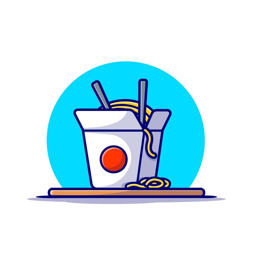 nouilles ramen avec illustration d'icône de vecteur de dessin animé de baguettes. concept d'icône de nourriture et de boisson isolé vecteur premium. style de dessin animé plat