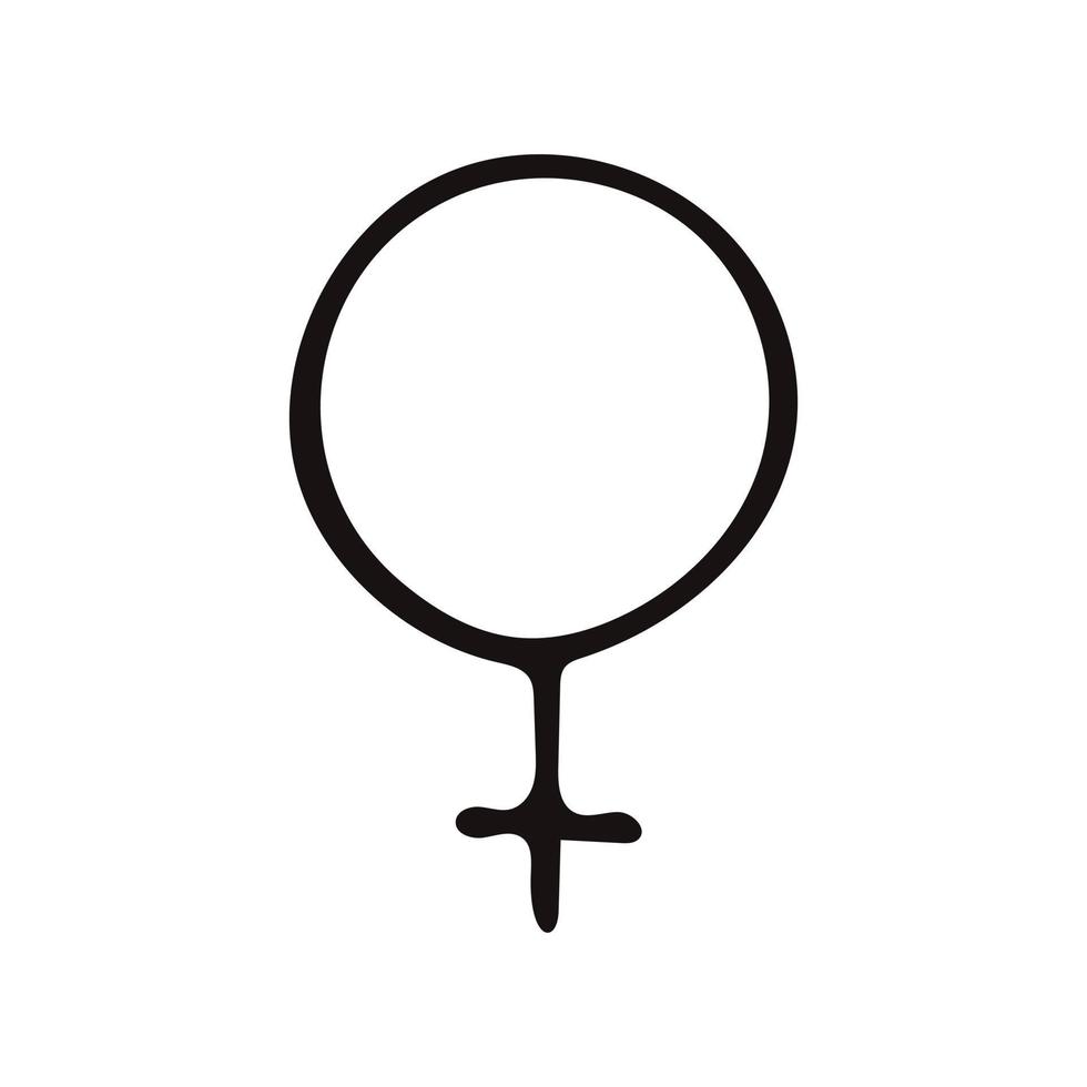 symbole de femme dessiné à la main dans un style doodle. , dessin au trait, nordique, scandinave, minimalisme, monochrome icône autocollant genre vecteur