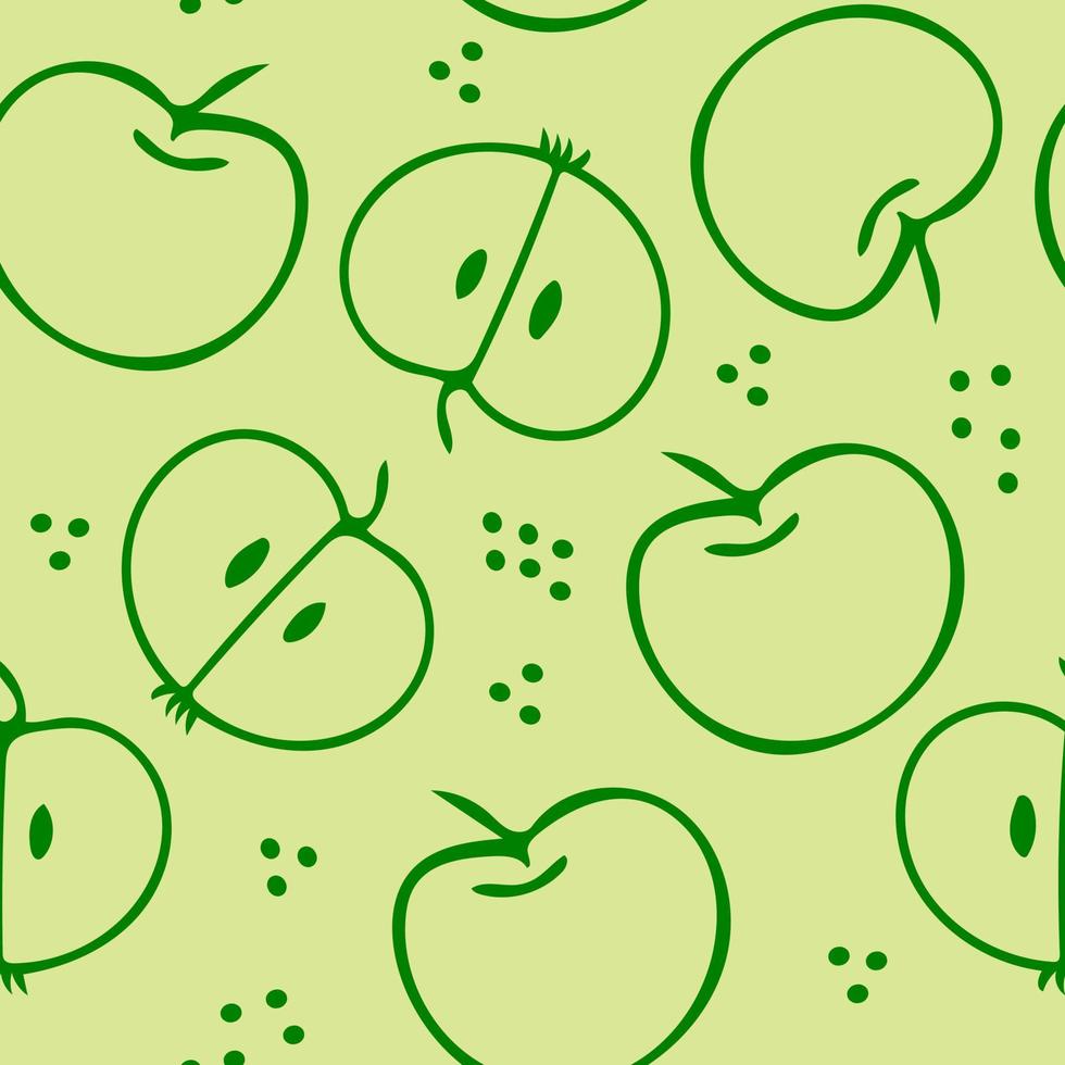 modèle sans couture de pommes dessiné à la main en doodle. fruits dans un style de ligne simple. vecteur