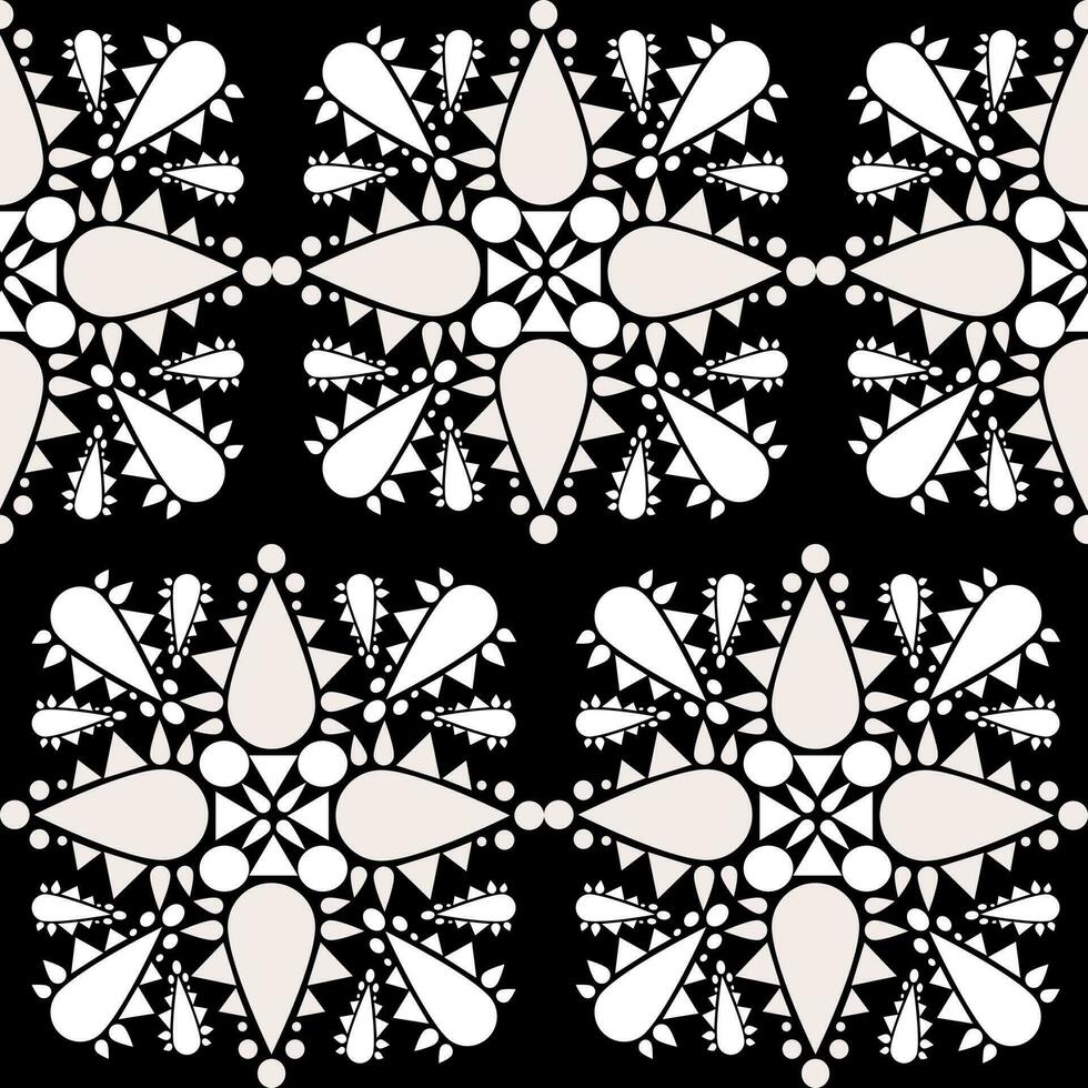 les motifs en noir et blanc comprennent des formes triangulaires, rondes et en forme de larme pour l'impression sur tous types de surfaces ou de tissus. vecteur