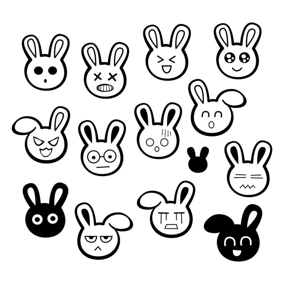 illustration vectorielle du visage de lapin usagi sur fond blanc. vecteur