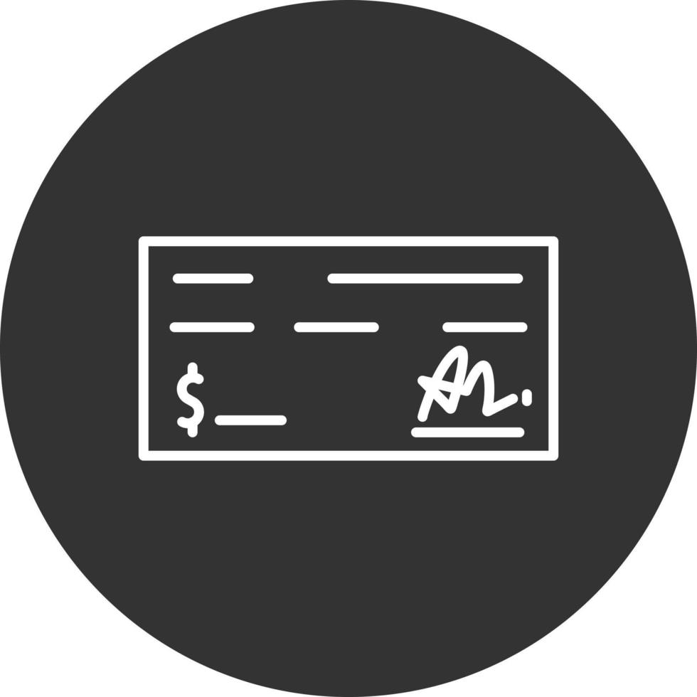 icône inversée de la ligne de chèque bancaire vecteur