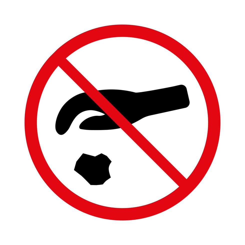 jeter le signe vectoriel d'interdiction des ordures isolé sur fond blanc