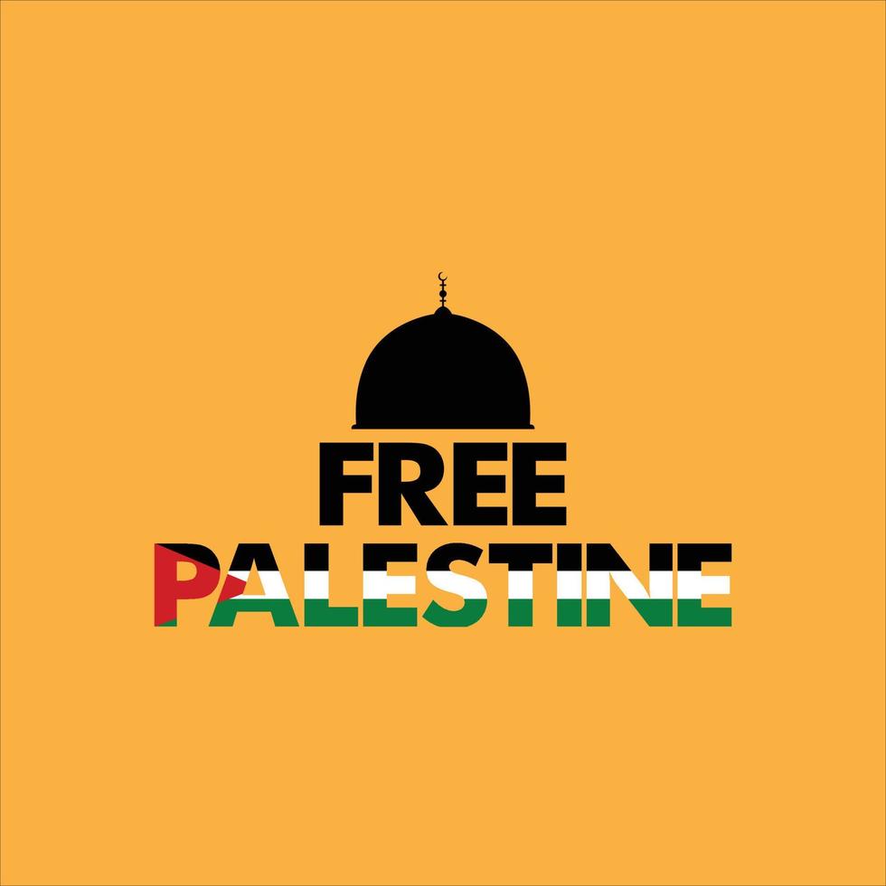 se tenir avec la palestine, sauver la palestine, drapeau palestine libre et concept de lettrage, illustration vectorielle d'icône al aqsa. vecteur
