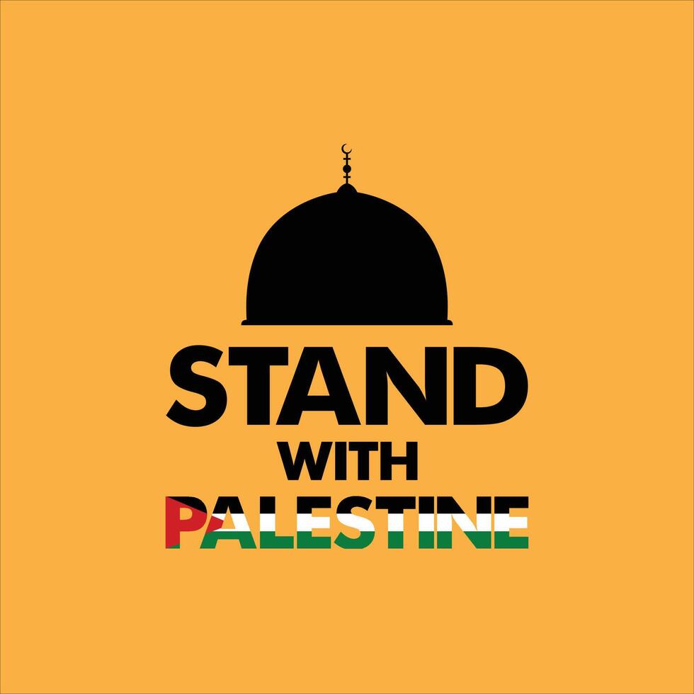 se tenir avec la palestine, sauver la palestine, drapeau palestine libre et concept de lettrage, illustration vectorielle d'icône al aqsa. vecteur