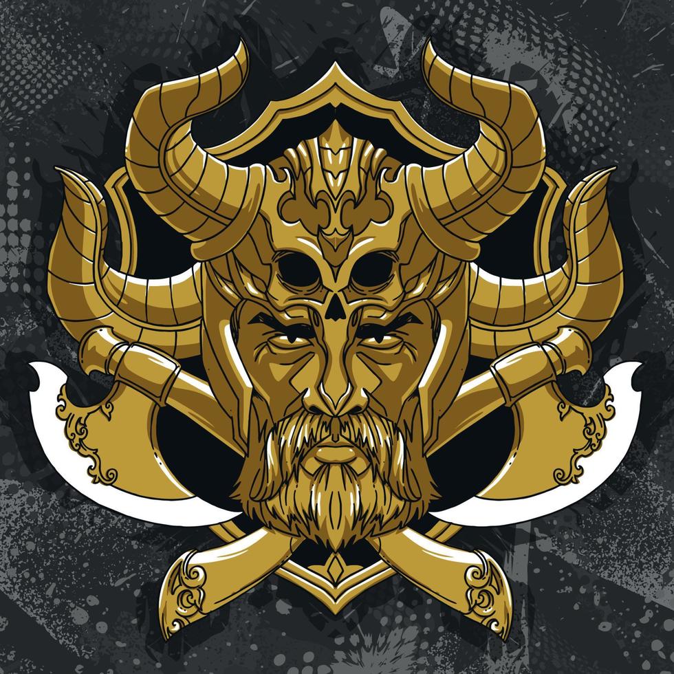 illustration de symbole tête viking or vecteur
