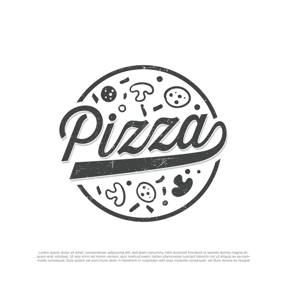 logo de pizza avec style vintage pizza italienne de qualité supérieure fast food street cafe menu promotion signe en illustration vectorielle de conception simple dessinés à la main vecteur