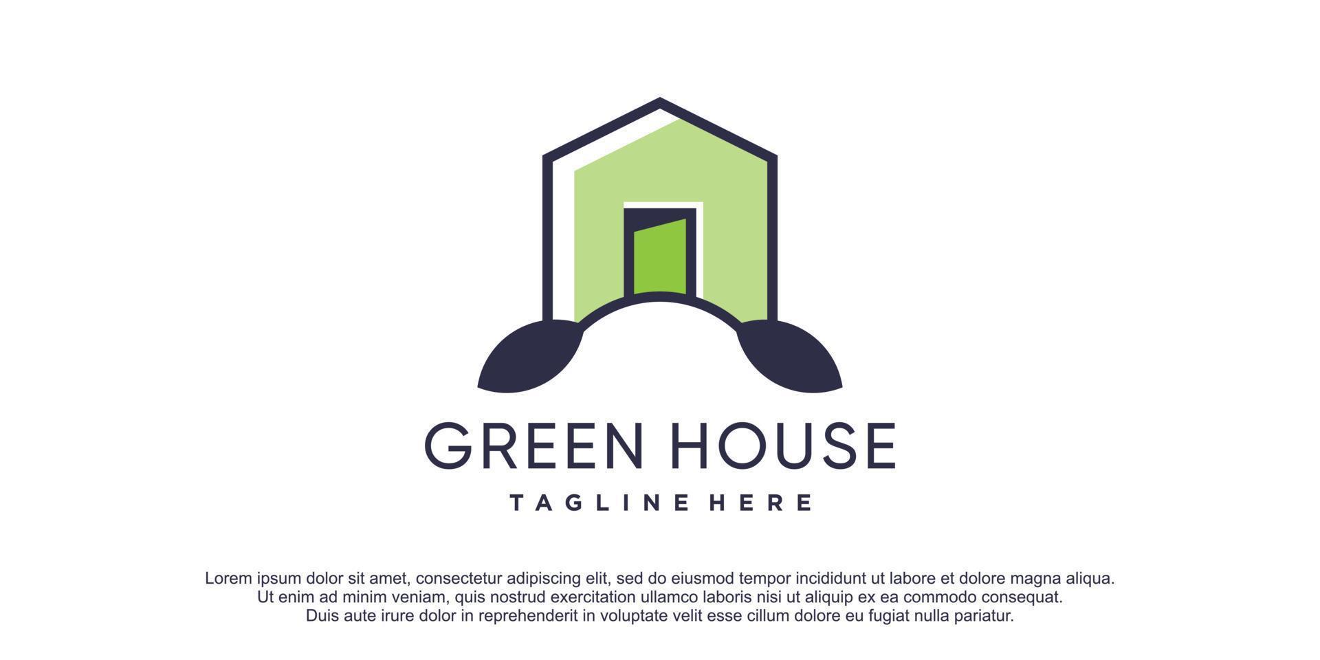 logo de maison verte avec vecteur premium de concept abstrait moderne