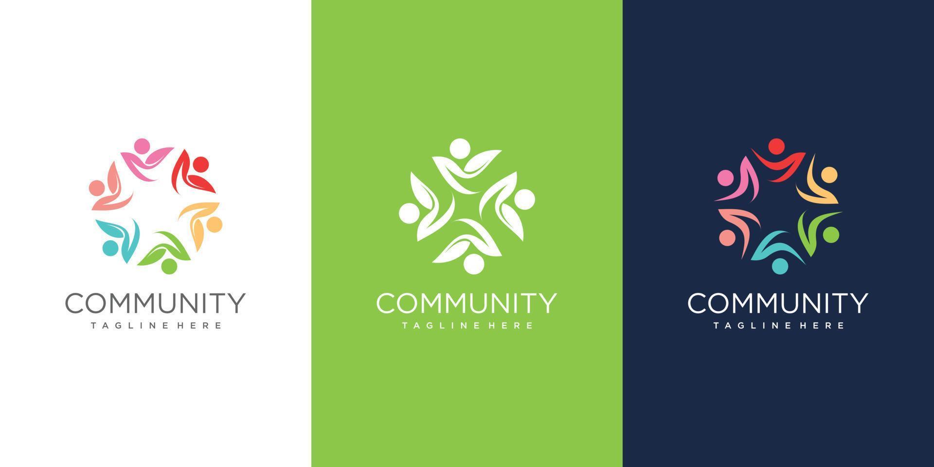 concept de conception de logo communautaire avec vecteur premium de style abstrait
