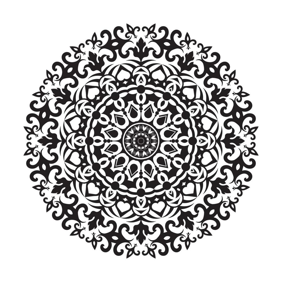 mandala floral en illustration vectorielle noir et blanc, motif d'ornement rond, coloriage de mandala floral gratuit, mandala circulaire avec fleur de lotus, motifs de relaxation de mandala design unique vecteur