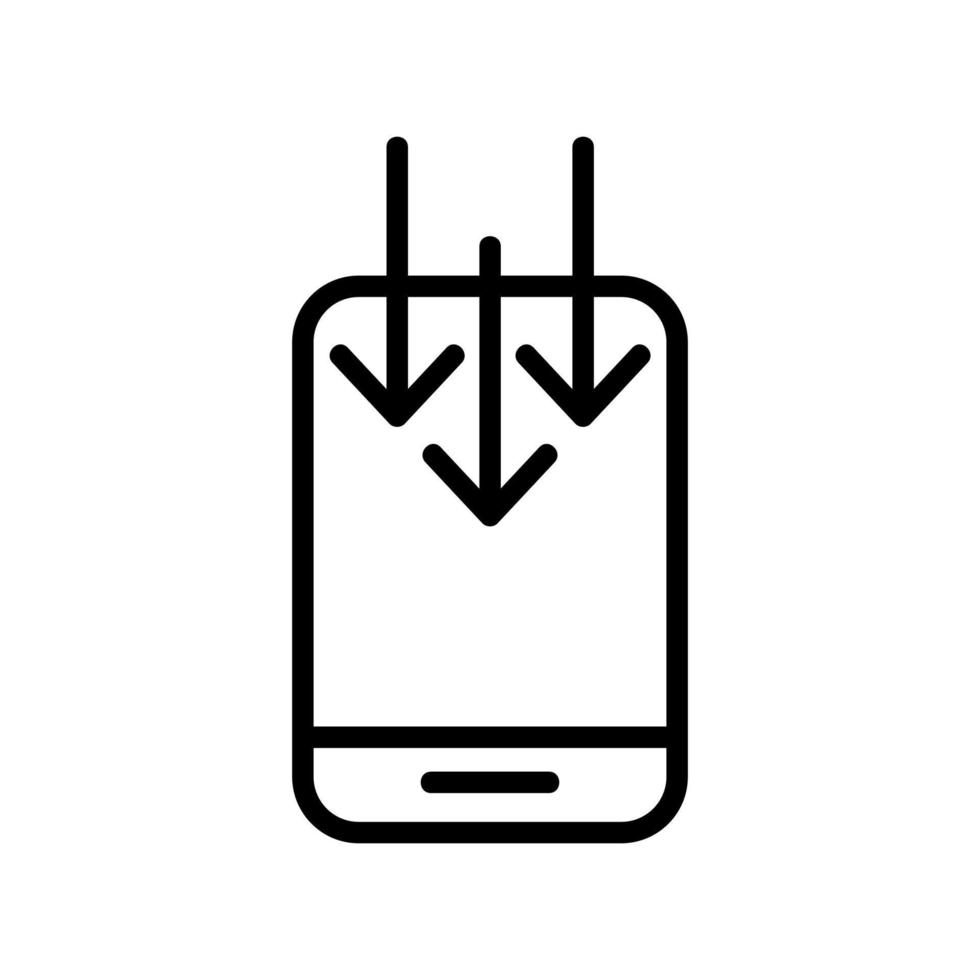 téléchargement sur le vecteur d'icône de téléphone. illustration de symbole de contour isolé