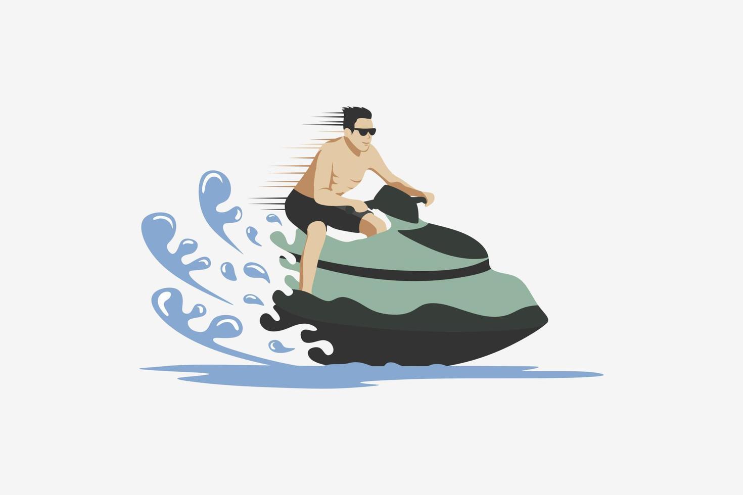 conception d'une personne conduisant un scooter des mers, illustration vectorielle d'un scooter des mers de sports de plein air sur la plage ou la mer dans un concept créatif de couleur pastel. vecteur